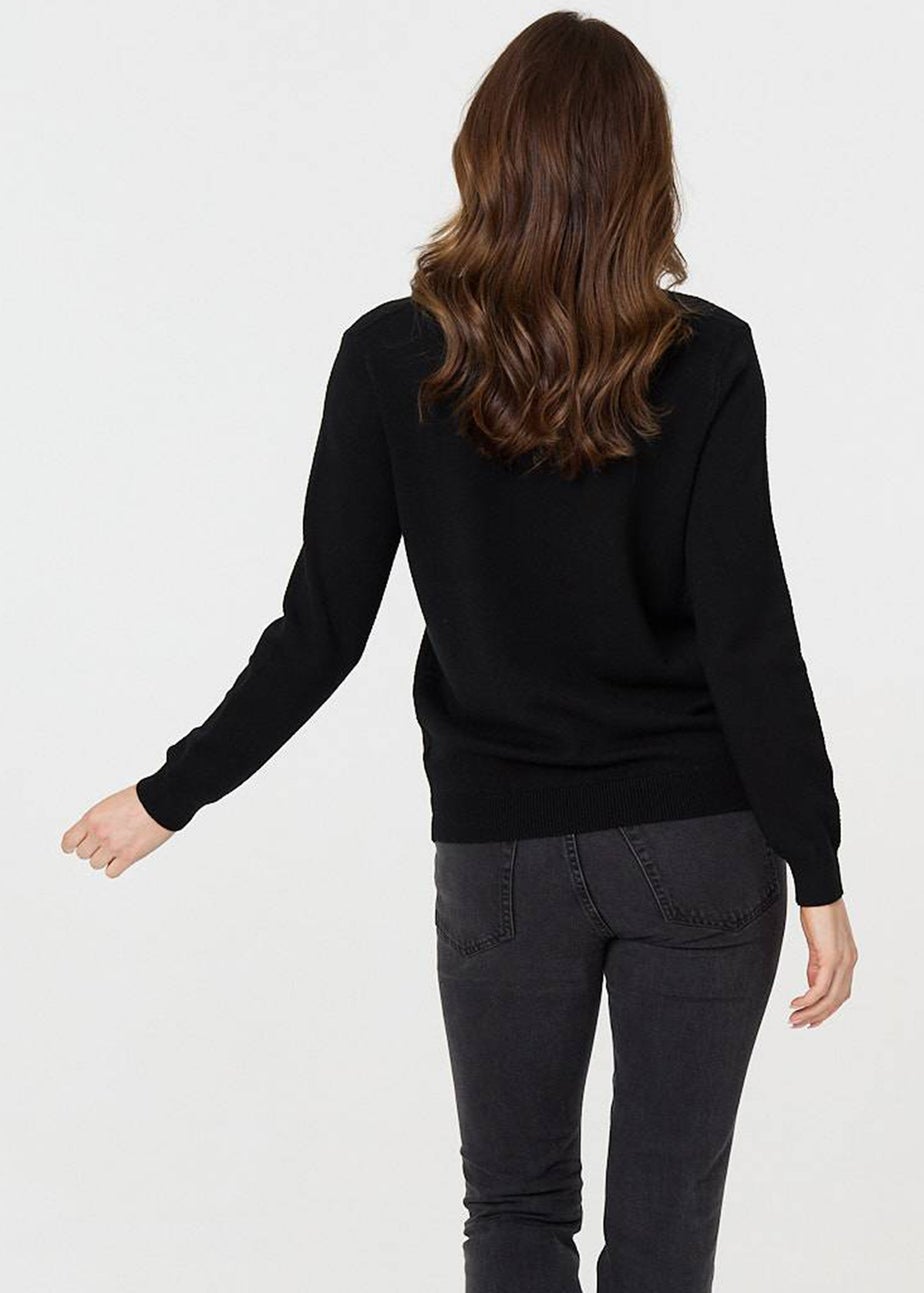Izabel London Black Chevron Soft Knit Long Sleeve Jumper