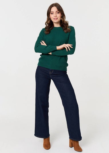 Izabel London Green Chevron Soft Knit Long Sleeve Jumper