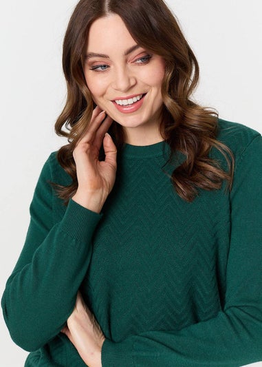 Izabel London Green Chevron Soft Knit Long Sleeve Jumper