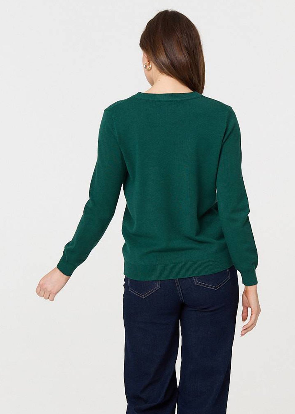 Izabel London Green Chevron Soft Knit Long Sleeve Jumper