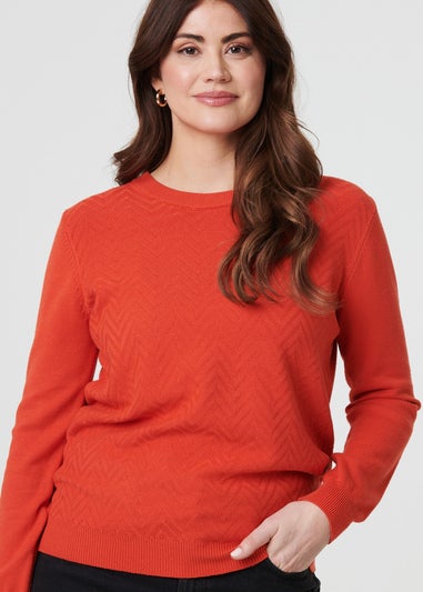 Izabel London Orange Chevron Soft Knit Long Sleeve Jumper