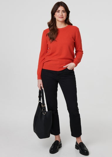 Izabel London Orange Chevron Soft Knit Long Sleeve Jumper
