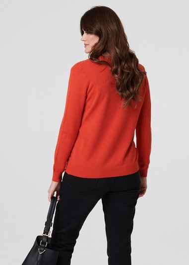 Izabel London Orange Chevron Soft Knit Long Sleeve Jumper