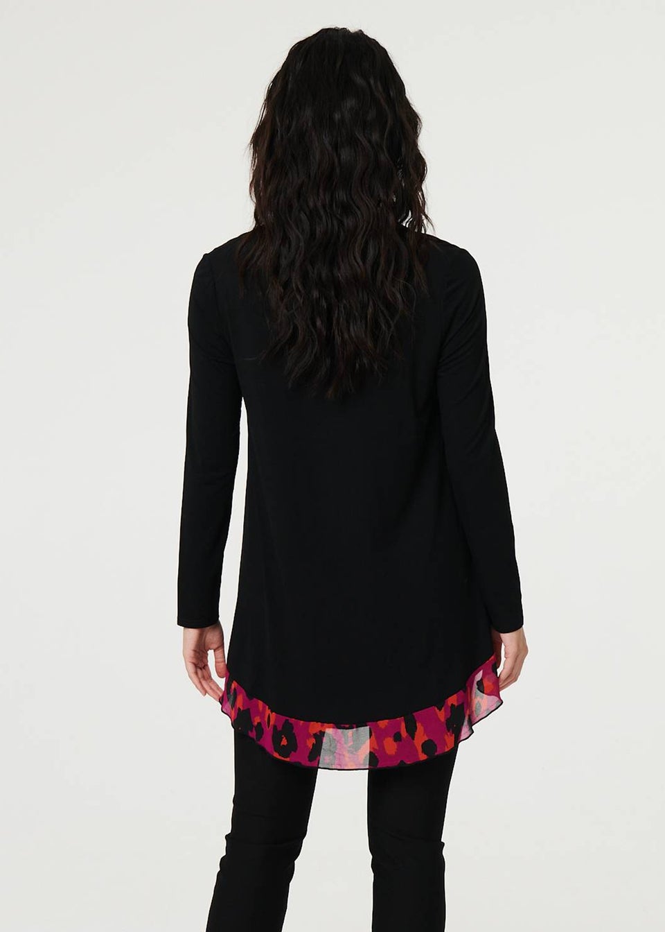 Izabel London Black Animal Print Semi Sheer Relaxed Top