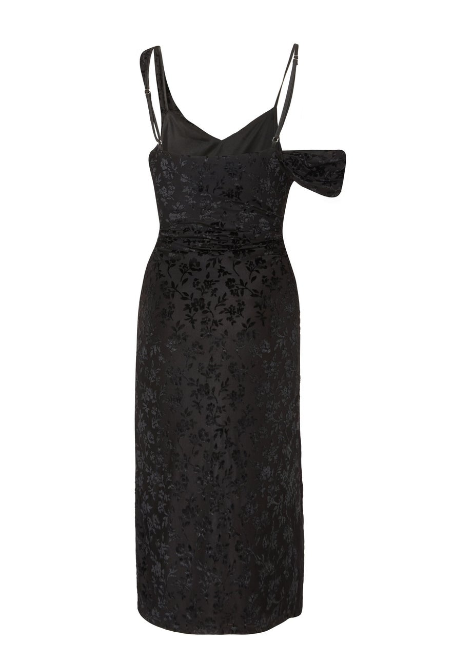 Quiz Black Velvet Floral Midi Dress