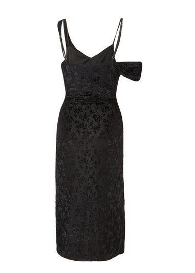 Quiz Black Velvet Floral Midi Dress