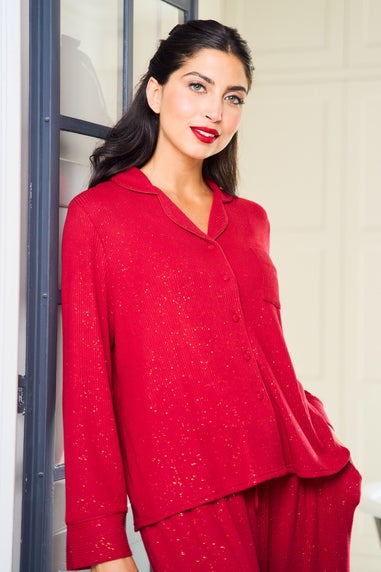 JimJam Red Ribbed Sparkle Pyjama Set