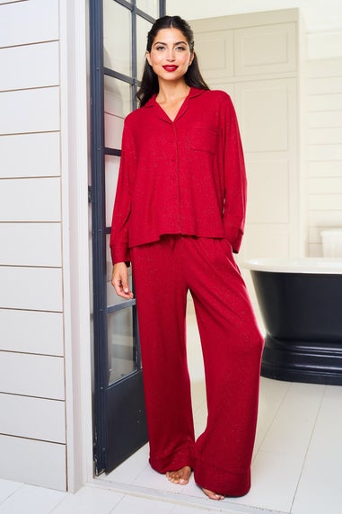 JimJam Red Ribbed Sparkle Pyjama Set