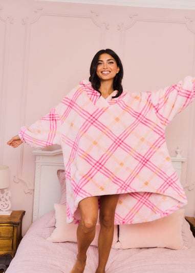 JimJam Pink Check Oversized Hoody