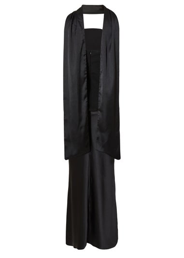 Quiz Black Petite Satin Hem Midaxi Dress