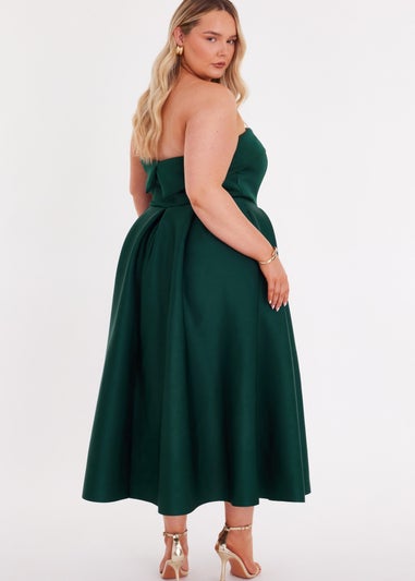 Quiz Green Curve Bandeau Skater Dress