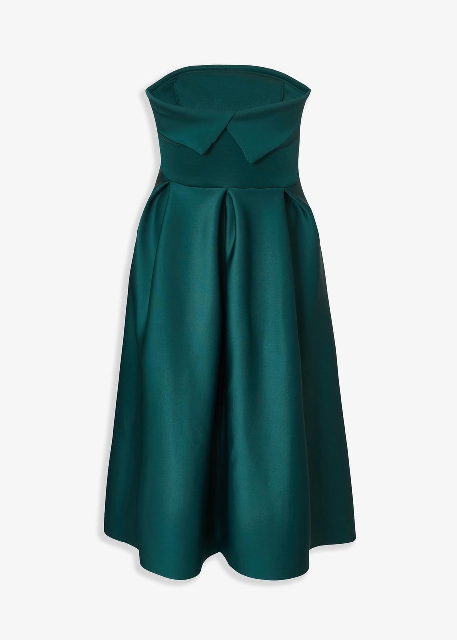 Quiz Green Curve Bandeau Skater Dress