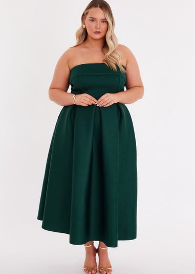 Quiz Green Curve Bandeau Skater Dress