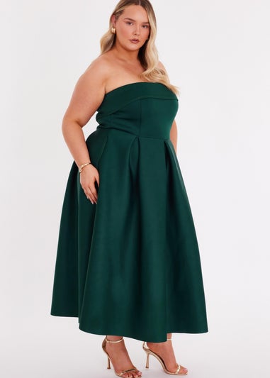 Quiz Green Curve Bandeau Skater Dress