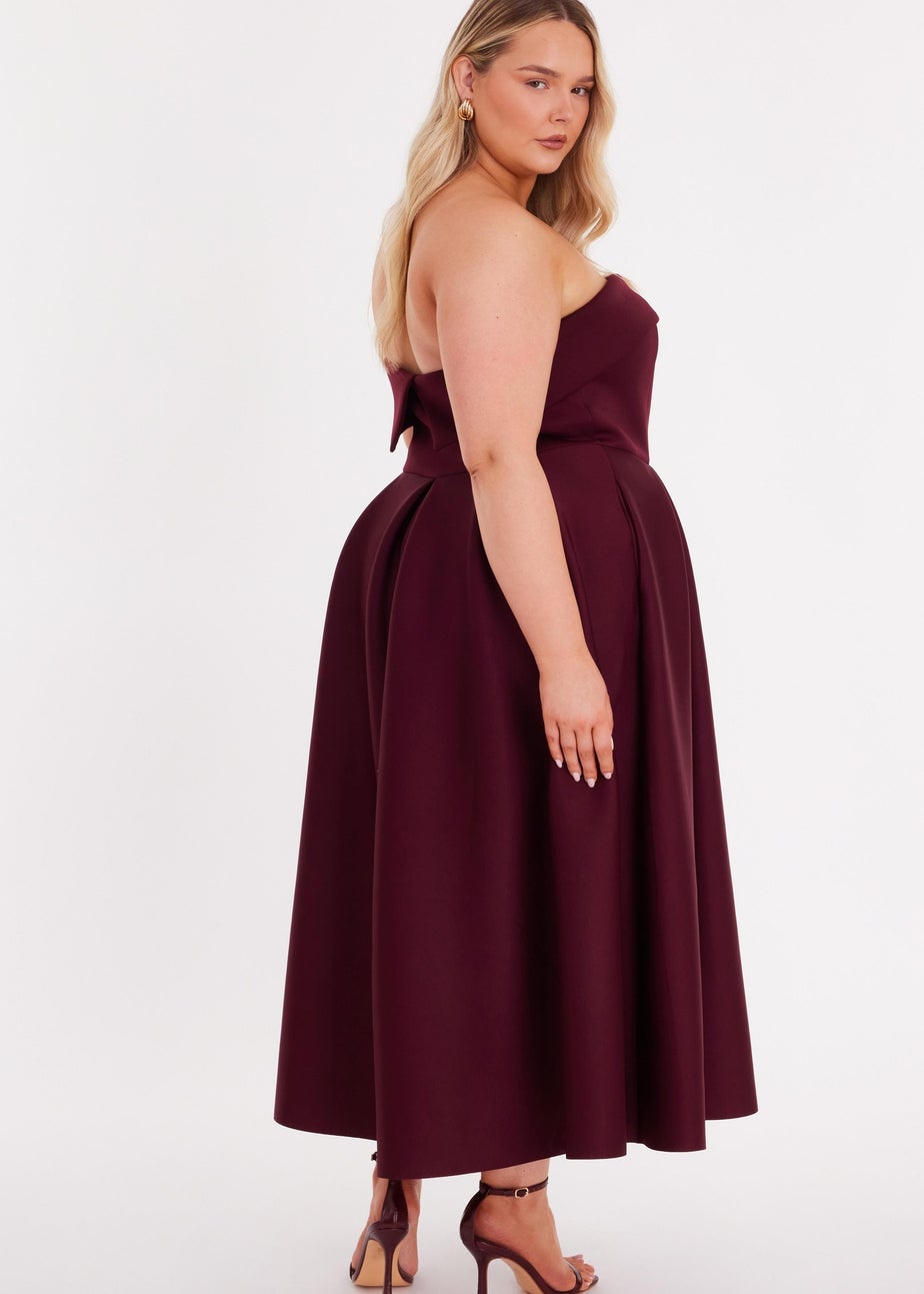 Quiz Burgundy Curve Bandeau Skater Dress