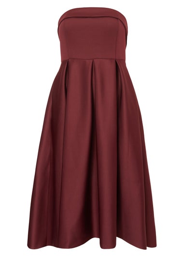 Quiz Burgundy Curve Bandeau Skater Dress