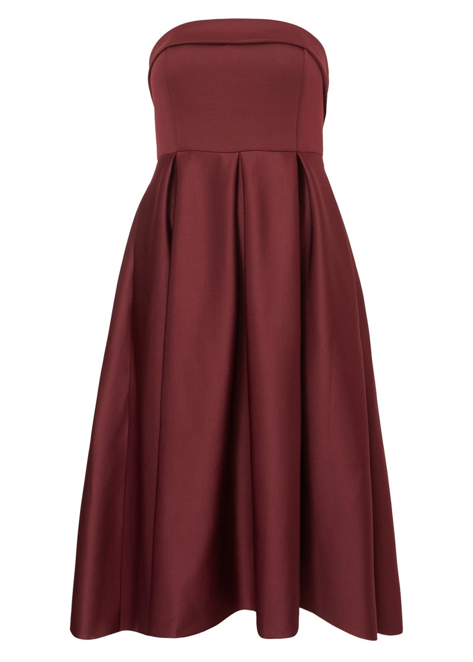 Quiz Burgundy Curve Bandeau Skater Dress