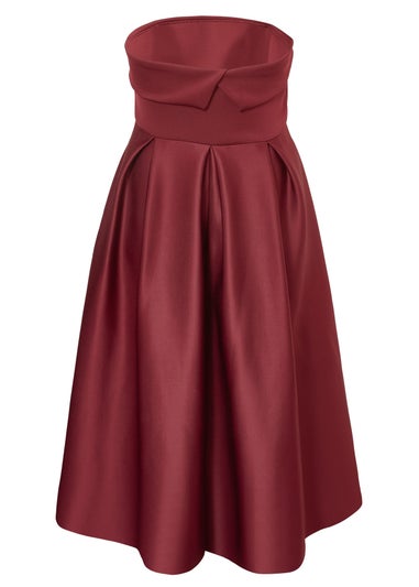 Quiz Burgundy Curve Bandeau Skater Dress