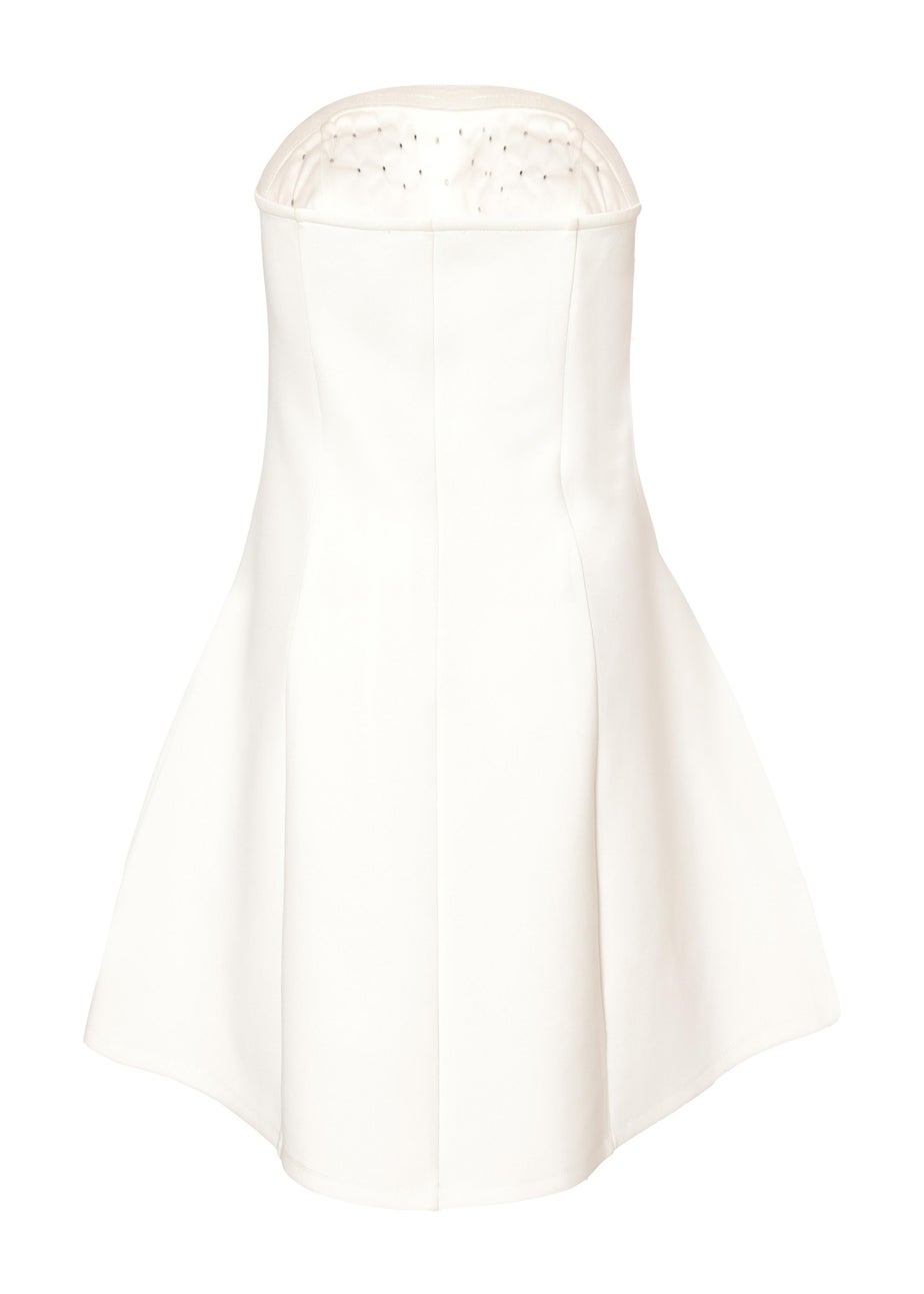 Quiz White Bandeau Diamante Mini Dress