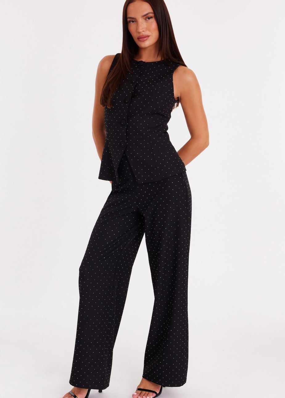 Quiz Black Diamante Tailored Waistcoat