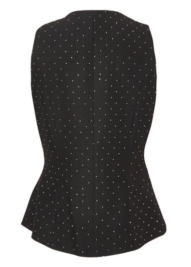 Quiz Black Diamante Tailored Waistcoat