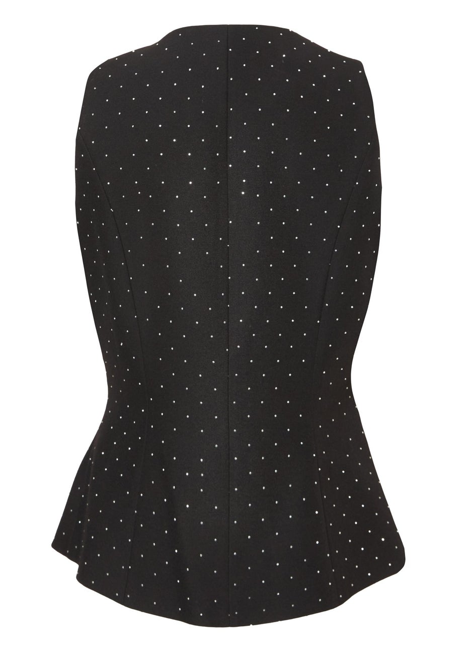 Quiz Black Diamante Tailored Waistcoat