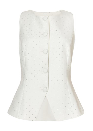Quiz White Diamante Tailored Waistcoat