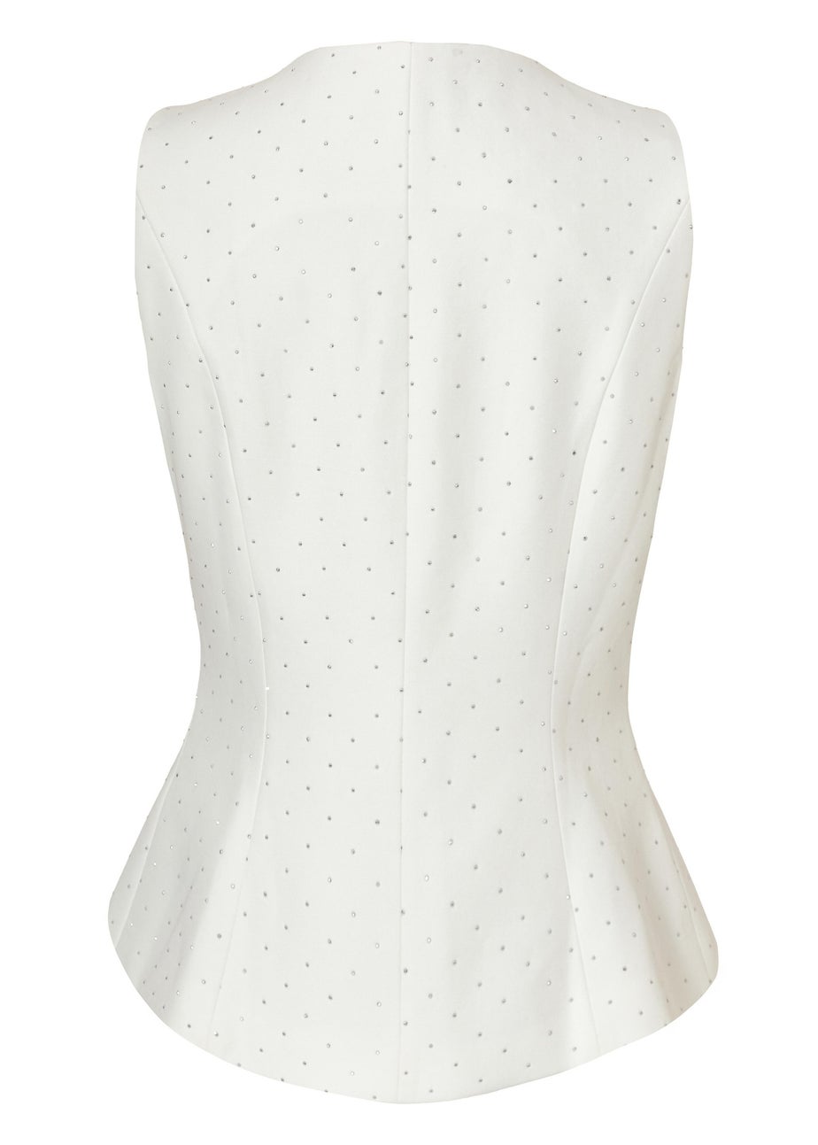 Quiz White Diamante Tailored Waistcoat