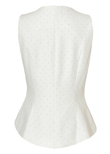 Quiz White Diamante Tailored Waistcoat