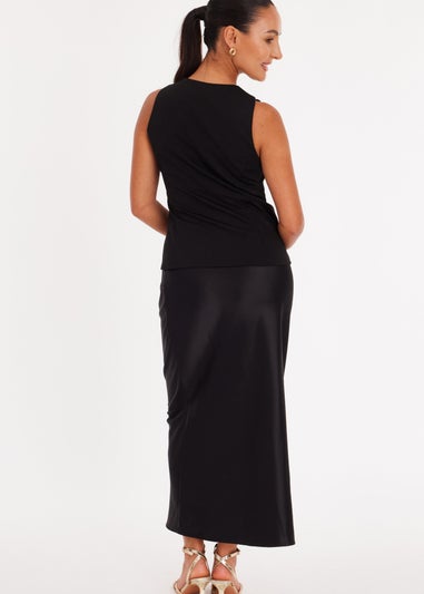 Quiz Black Petite Bow Front Waistcoat