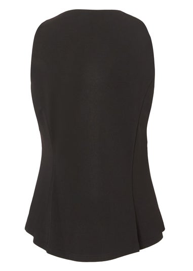 Quiz Black Petite Bow Front Waistcoat