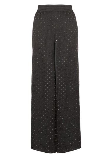Quiz Black Embellished Satin Trousers