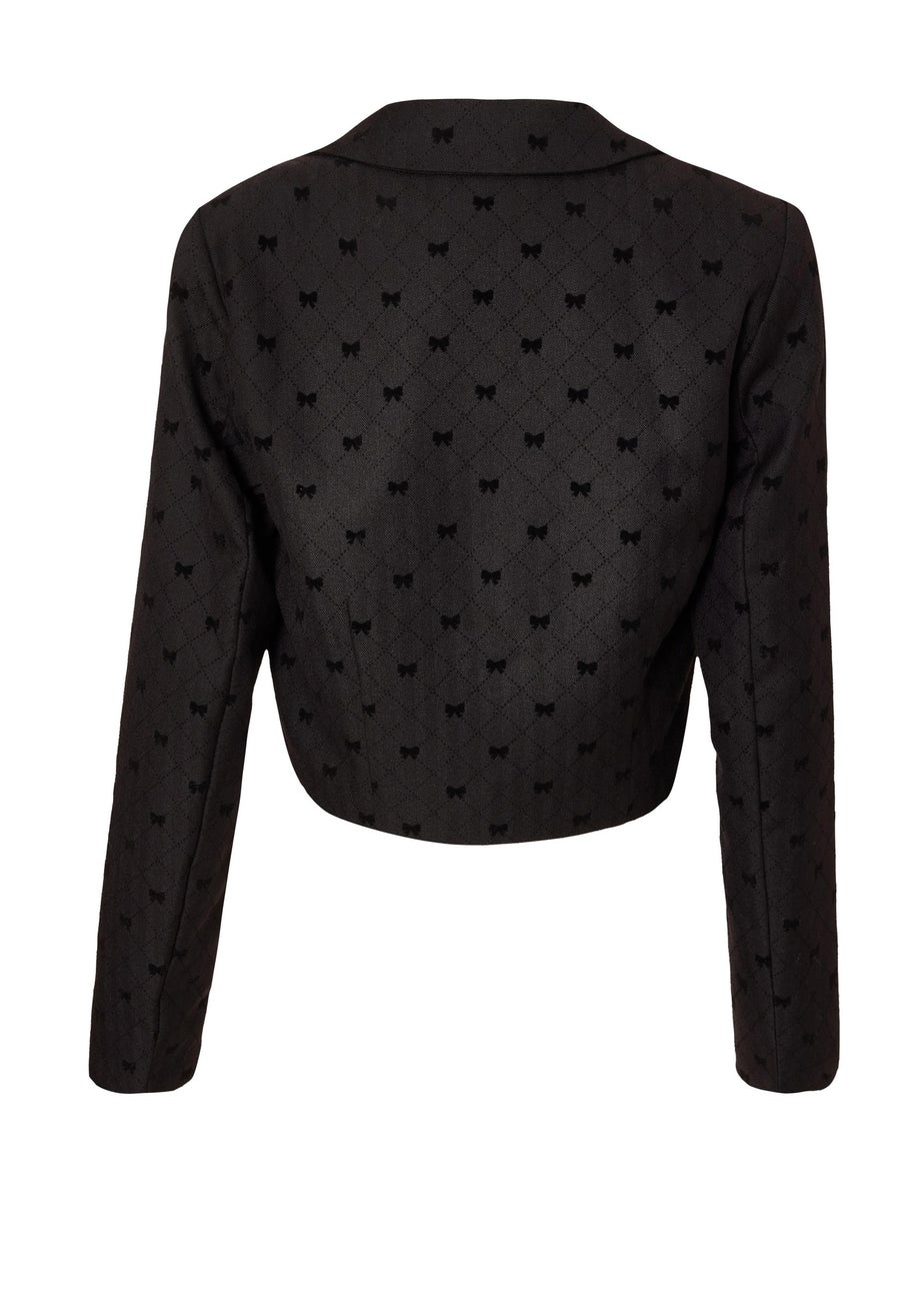 Quiz Black Bow Detail Cropped Blazer
