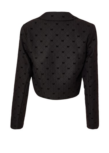 Quiz Black Bow Detail Cropped Blazer