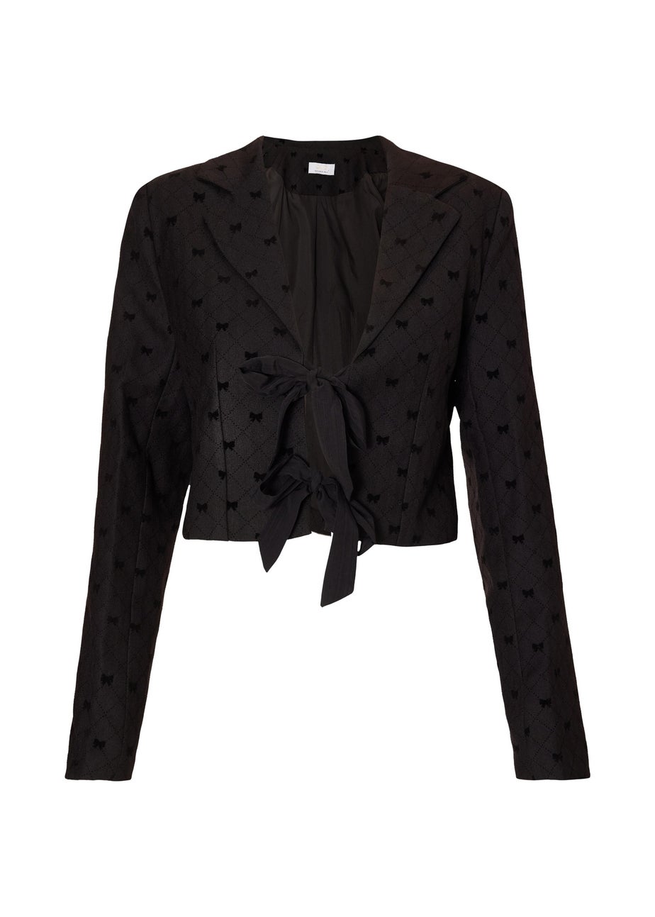 Quiz Black Bow Detail Cropped Blazer