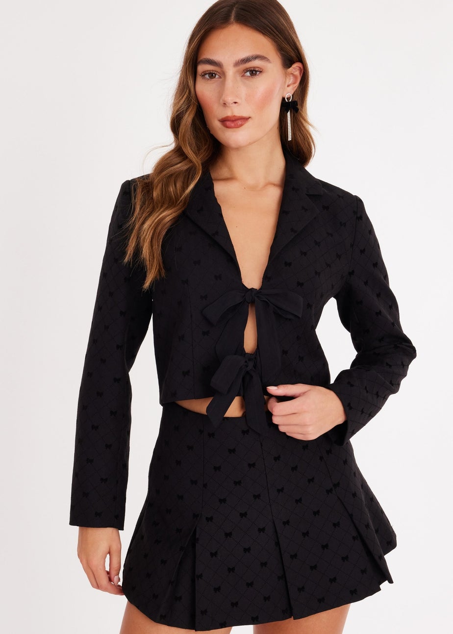 Quiz Black Bow Detail Cropped Blazer