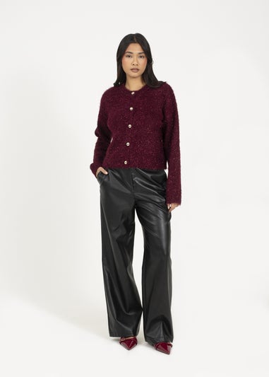 Brave Soul Burgundy Fluffy Tinsel Knit Cardigan