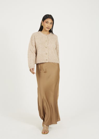 Brave Soul Gold Fluffy Tinsel Knit Cardigan