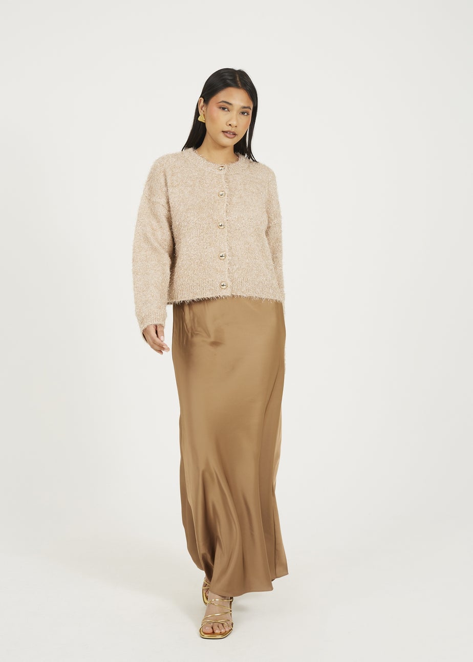 Brave Soul Gold Fluffy Tinsel Knit Cardigan