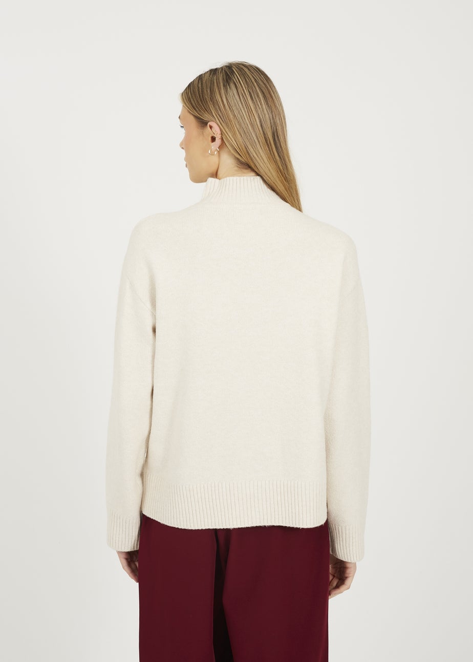Brave Soul Ivory Crew Neck Bow Knitted Jumper