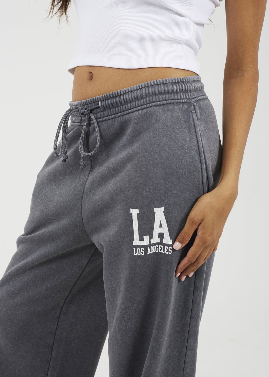 Brave Soul Charcoal Acid Wash Wide Leg Joggers