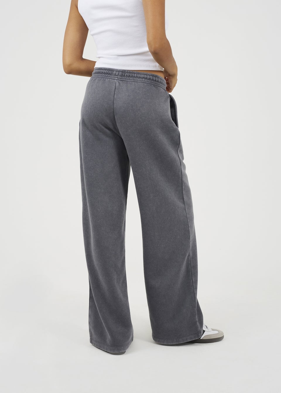 Brave Soul Charcoal Acid Wash Wide Leg Joggers