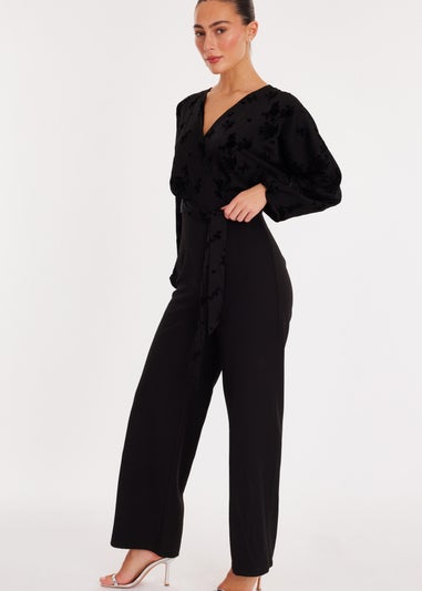 Quiz Black Floral Bodice Jumpsuit