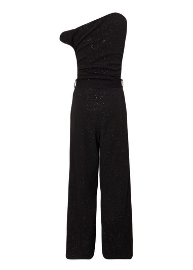 Quiz Black Glitter Drop Sleeve Jumpsuit