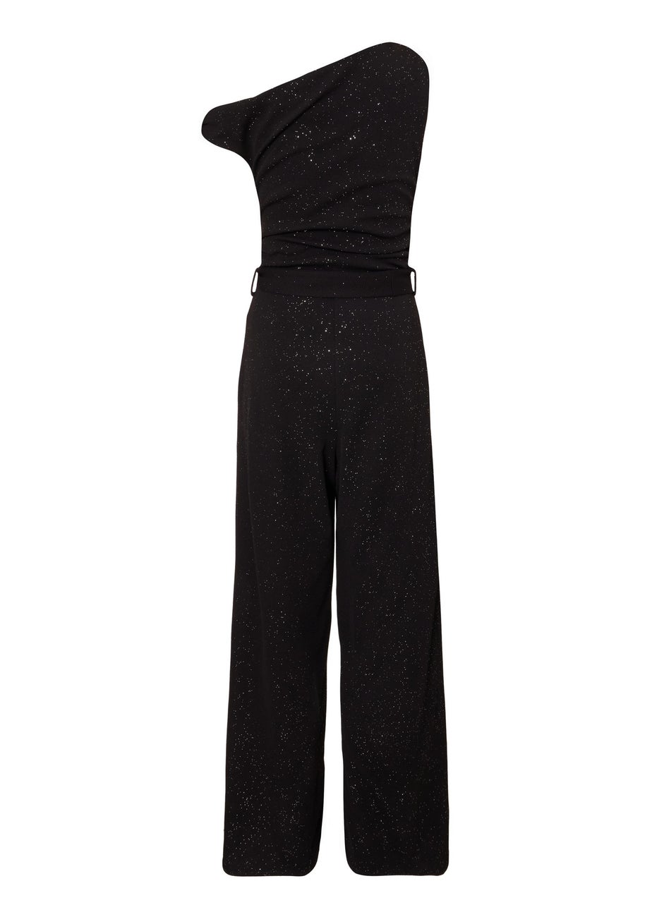 Quiz Black Glitter Drop Sleeve Jumpsuit