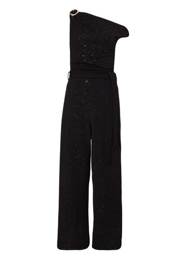Quiz Black Glitter Drop Sleeve Jumpsuit