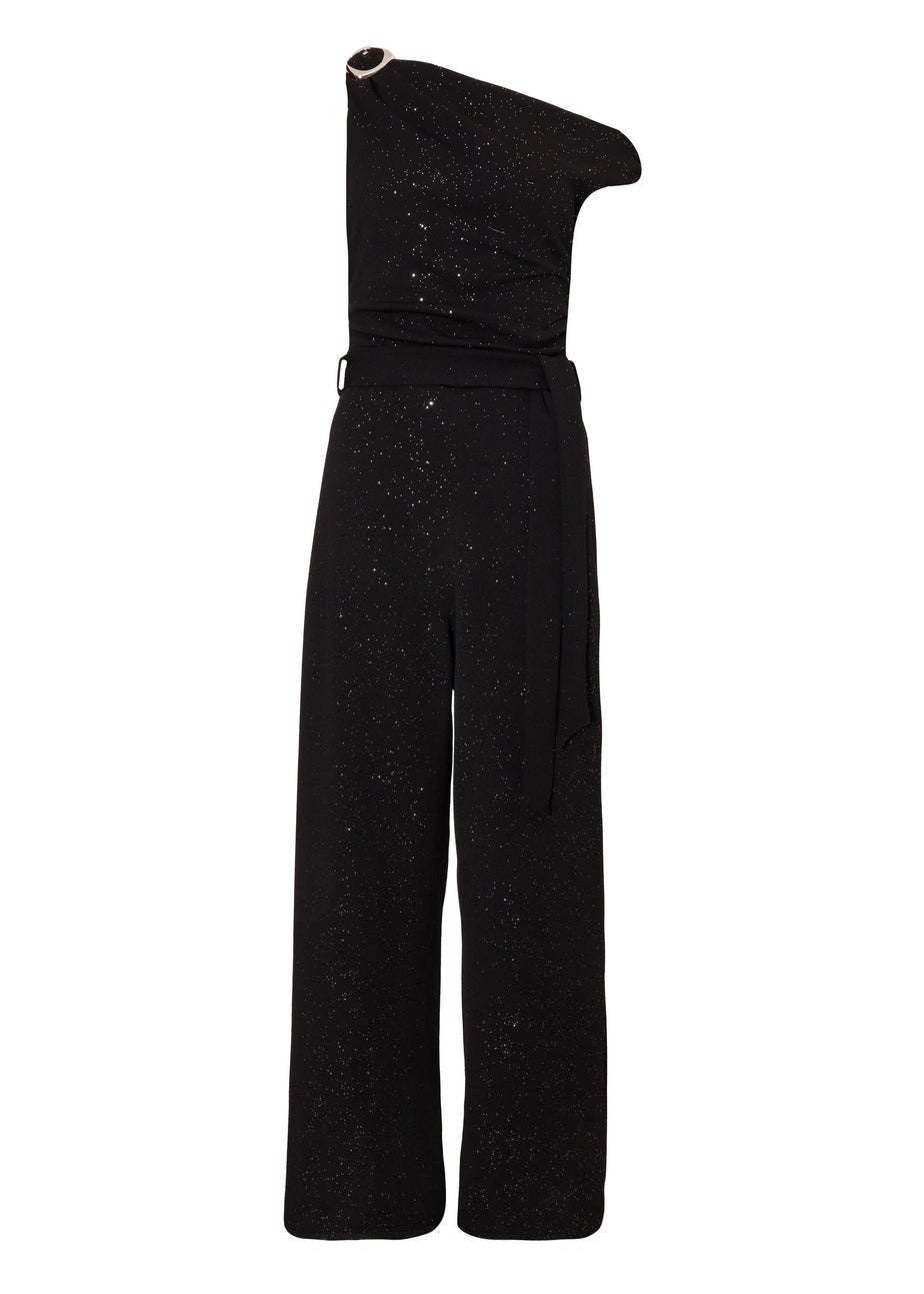 Quiz Black Glitter Drop Sleeve Jumpsuit
