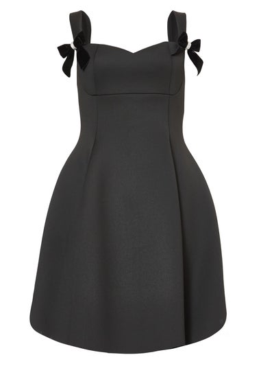 Quiz Black Sweetheart Bow Detail Mini Dress