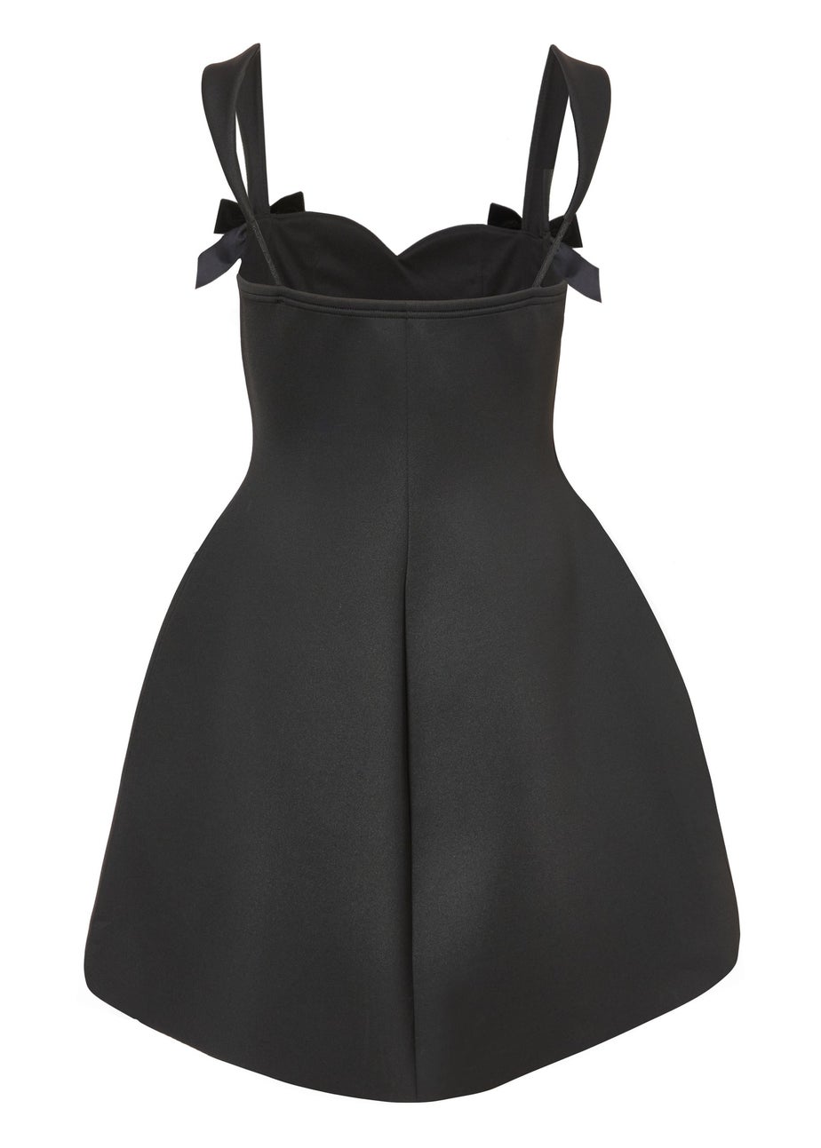Quiz Black Sweetheart Bow Detail Mini Dress