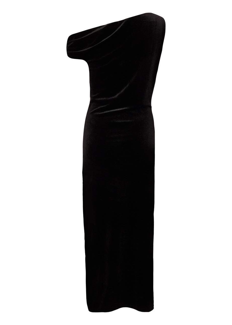 Quiz Black Velvet Sash Detail Midaxi Dress